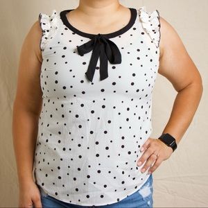 Allegra K sleeveless polka dot blouse size large